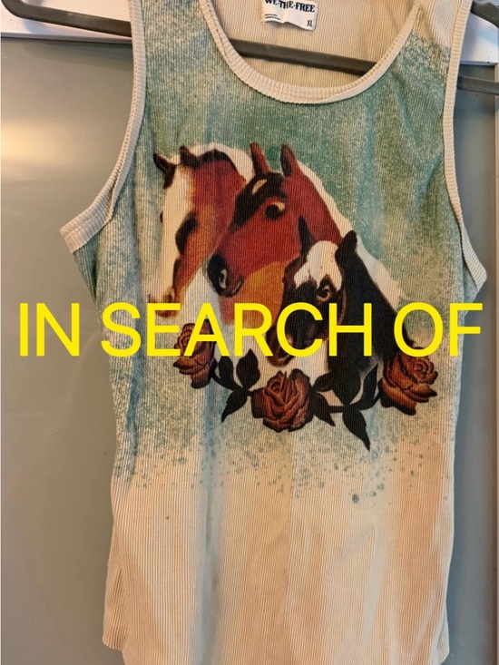 We The Free Tops - We The Free Blue & Cream Horse Graphic Tank